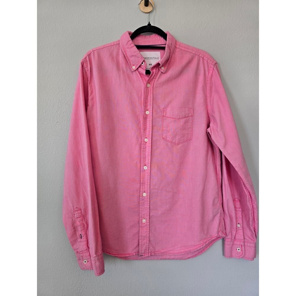 Aeropostale Pink Button-Up 100% Cotton Preppy Soft Boy Shirt Size M Y2K Pastel
